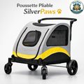 Poussette Pliable SilverPaws™ pour chiens seniors – confort et mobilité