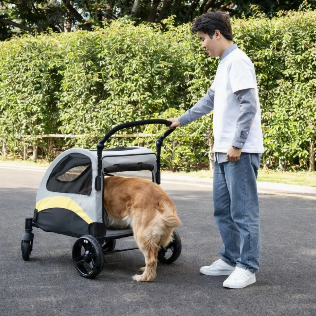 Poussette Pliable SilverPaws™ pour chiens seniors – confort et mobilité