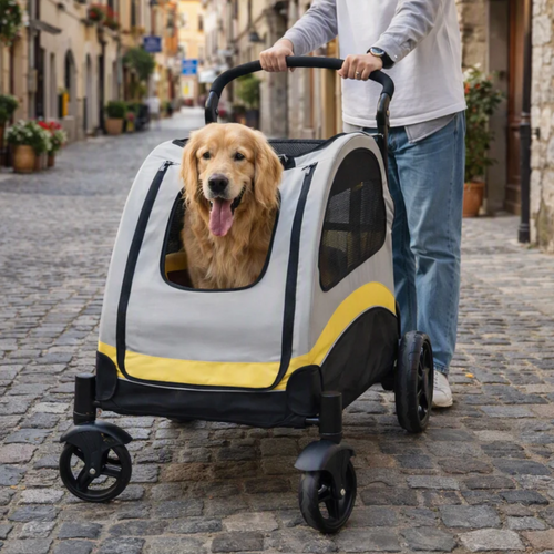 Poussette Pliable SilverPaws™ pour chiens seniors – confort et mobilité