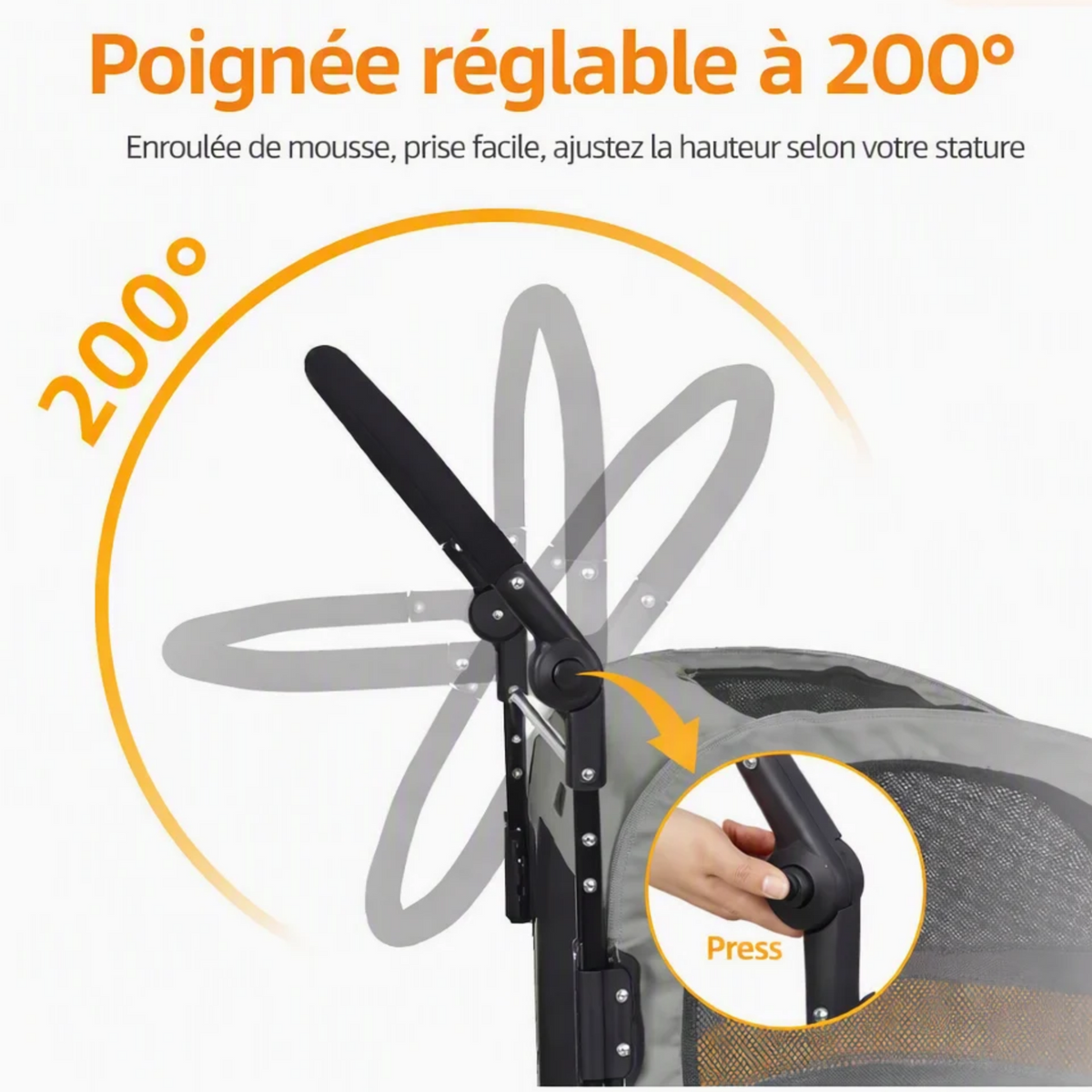 Poussette Pliable SilverPaws™ pour chiens seniors – confort et mobilité